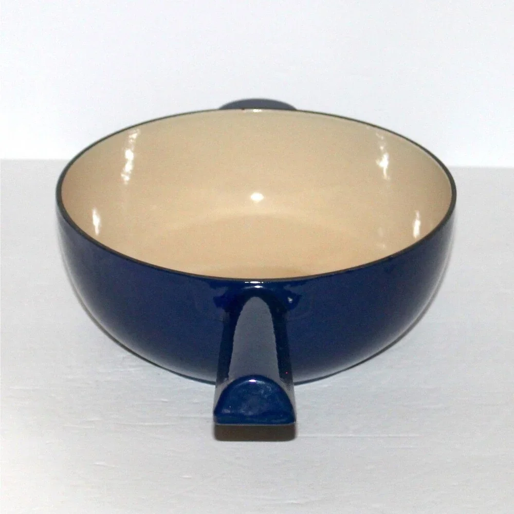 Nomar Cast Iron Fondue Pot Blue Made in France Staub vintage